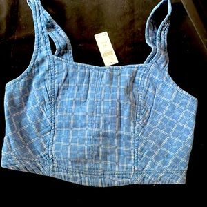 Anthropologie Pilcro Checked Denim Crop Top *NWT*